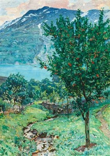 Aften I Ullensvang Og 1915 Oil Painting by Gerhard Munthe