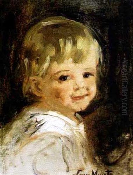 Portrait Of A Young Boy Oil Painting by Laura Adeline Muntz