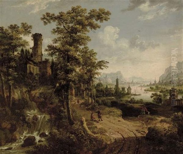 The Holy Family With Saint John The Baptist And Saint Elizabeth Oil Painting by Francesco de Mura