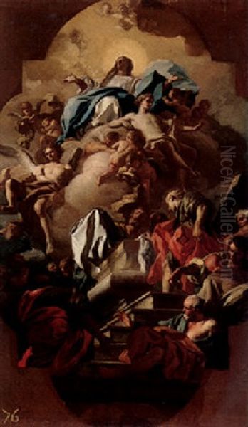 The Assumption Of The Virgin Oil Painting by Francesco de Mura