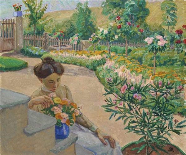 Jardin En Floraison Oil Painting by Albert Muret