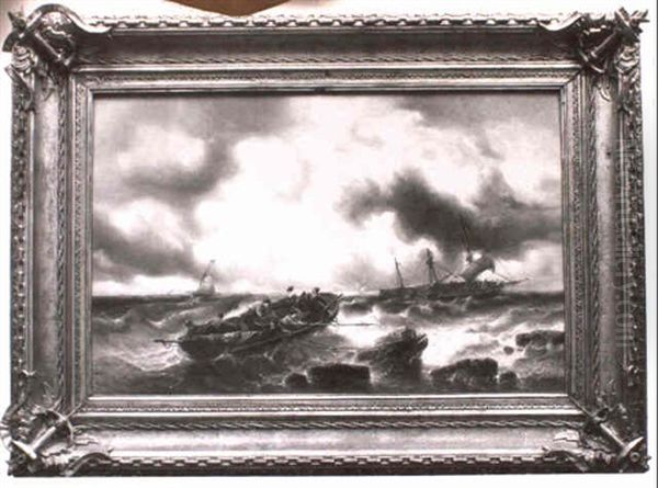 Embarcations Dans La Tempete Oil Painting by Francois-Etienne Musin