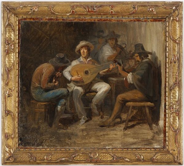Musiciens Dans Une Taverne Romaine Oil Painting by Alfred van (Jacques) Muyden