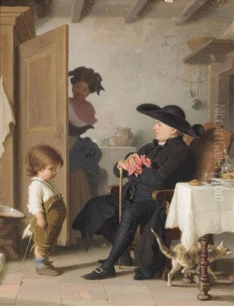 Words Of Wisdom Oil Painting by Alfred van (Jacques) Muyden