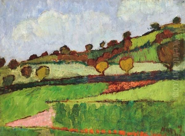 Mountainside At Fall Oil Painting by Istvan Nagy
