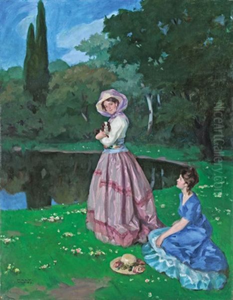 Leanyok A Toparton Oil Painting by Vilmos Nagy