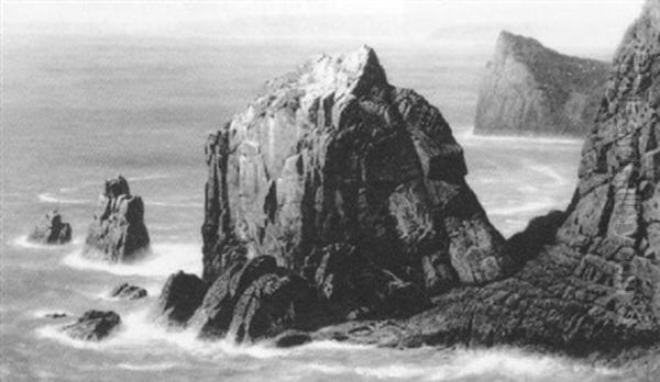 Southside Of The Gull Rock, Mullion Cove, Cornwall Oil Painting by John George Naish