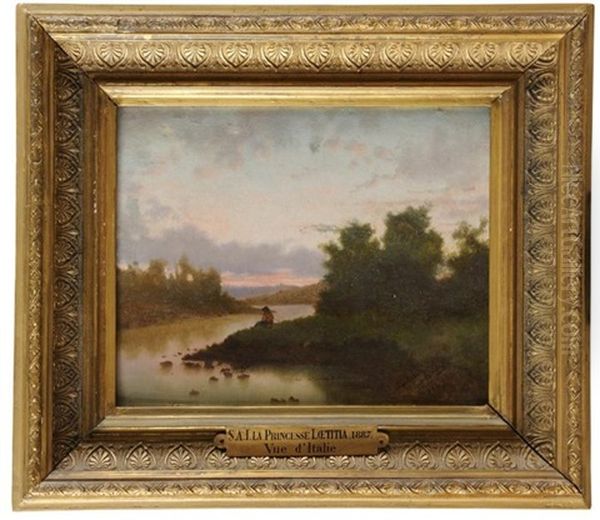 Bord De Riviere, En Italie Oil Painting by Maria Laetitia Napolean