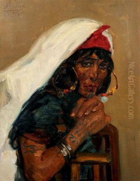 Femme Tunisienne Appuyee Sur Une Chaise Oil Painting by Leonardus Nardus