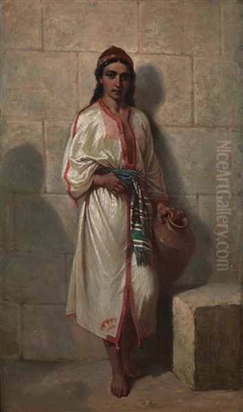 Porteuse D'eau Oil Painting by Ernest Narjot