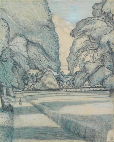 The Peacock Path Oil Painting by Paul Nash