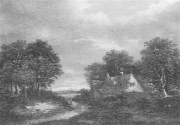 Gehoft In Bewaldeter Landschaft Oil Painting by Patrick Nasmyth