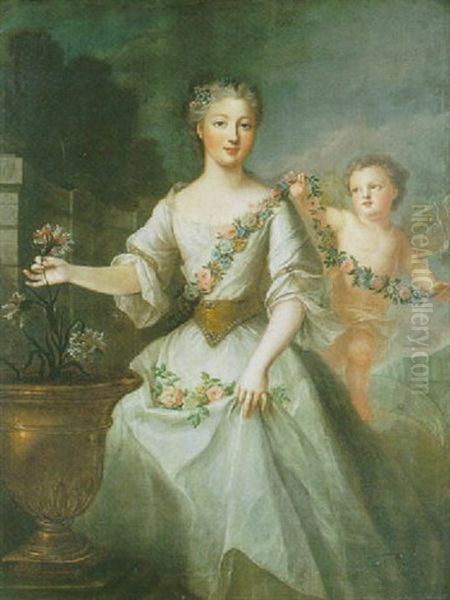 Portrait D'une Fille De Louis Xv Oil Painting by Jean Marc Nattier