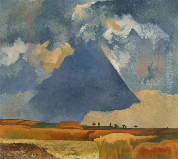 Felder Bei Laer Oil Painting by Heinrich Nauen