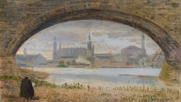 Dresden-altstadt Durch Die Marienbrucke Gesehen Oil Painting by Karl Naumann