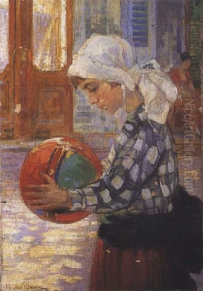 Nina Jugando A La Pelota Oil Painting by Hector Nava