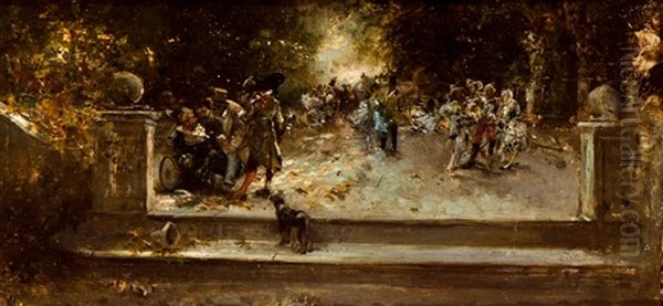 Paseo En El Jardin Oil Painting by Jose Navarro Llorens