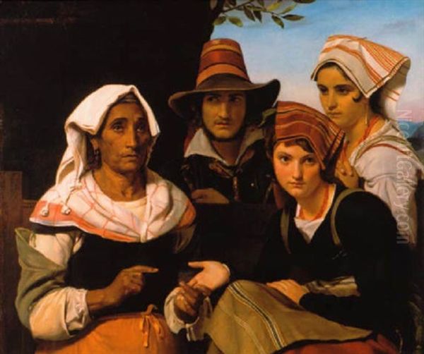 Scene De Brigands Avec La Diseuse De Bonne Aventure Oil Painting by Francois Joseph Navez