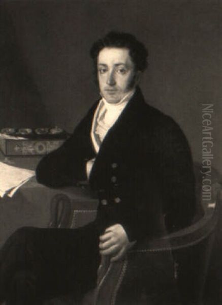 Portrait Of A Gentleman, Seated Three-quarter Length In A Chair Oil Painting by Francois Joseph Navez
