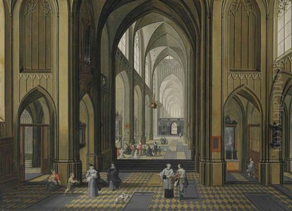 Interior Of A Gothic Church Oil Painting by Peeter Neeffs the Elder
