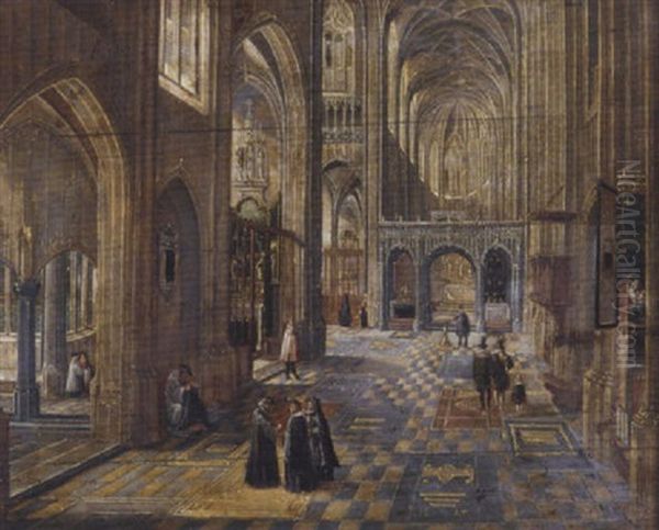 The Interior Of A Gothic Church Oil Painting by Peeter Neeffs the Elder