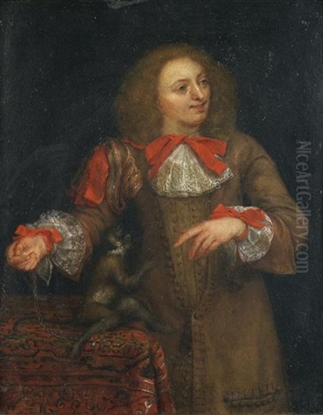Jeune Homme Jouant Avec Un Singe Oil Painting by Eglon Hendrik van der Neer