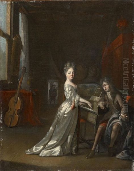 Im Musikzimmer Oil Painting by Eglon Hendrik van der Neer