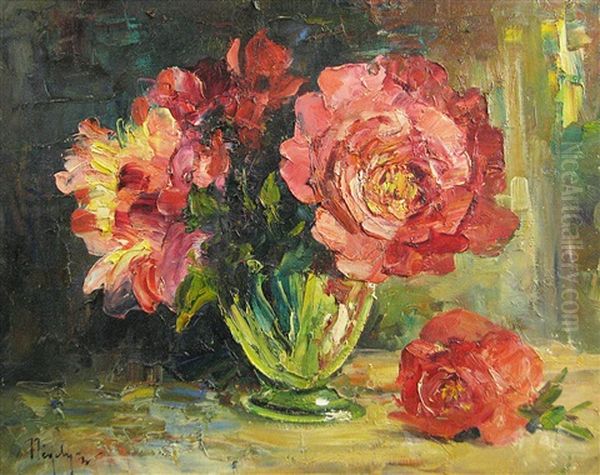 Peonies Oil Painting by Rudolph Negely