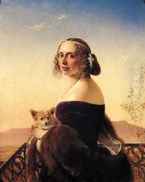 Portrait Of Lady Barrett Of Belhus Oil Painting by Timoleon Carl von Nehf