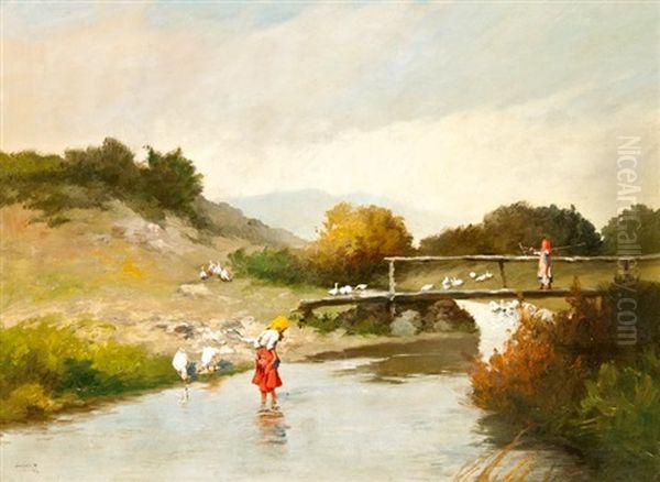 Folyoparton Oil Painting by Antal (Laszlo) Neogrady