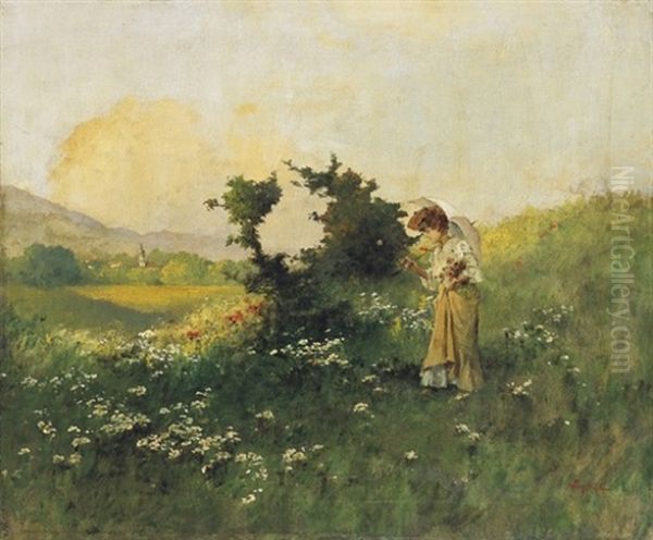 Mezon (in The Field) Oil Painting by Antal (Laszlo) Neogrady