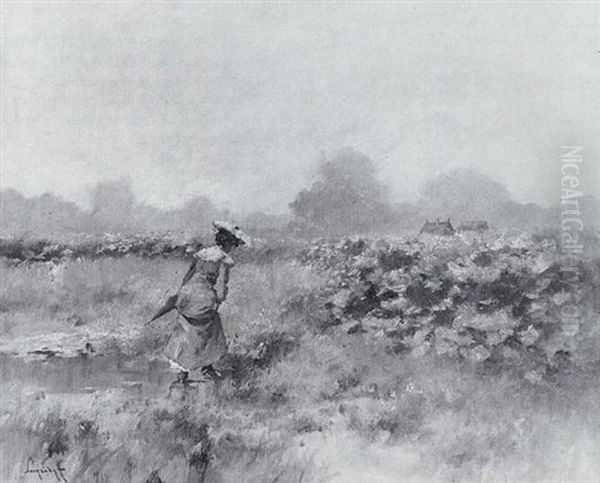 A Walk Through The Fields Oil Painting by Antal (Laszlo) Neogrady