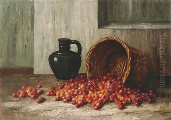 Stillleben Mit Kirschen Und Krug Oil Painting by Karl Neppel