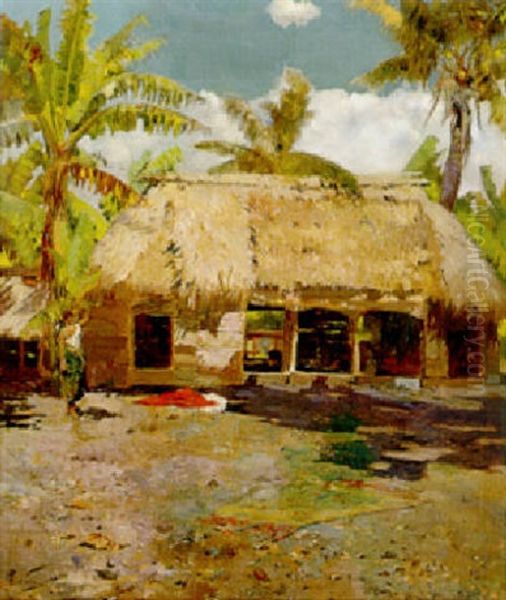 A Meeting House, Apia, Samoa Oil Painting by Girolamo Pieri Ballati Nerli