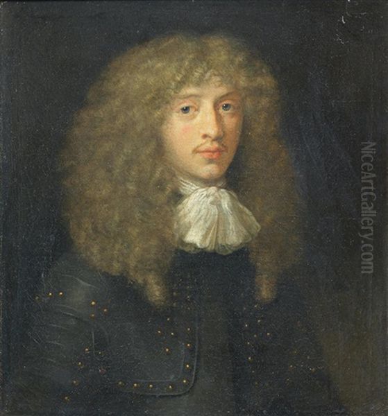 Portrait Of A Gentleman, Bust-length, In Armour Oil Painting by Caspar Netscher