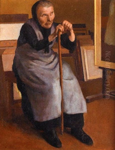 Dei Blinde (alte Frau) Oil Painting by Werner Neuhaus