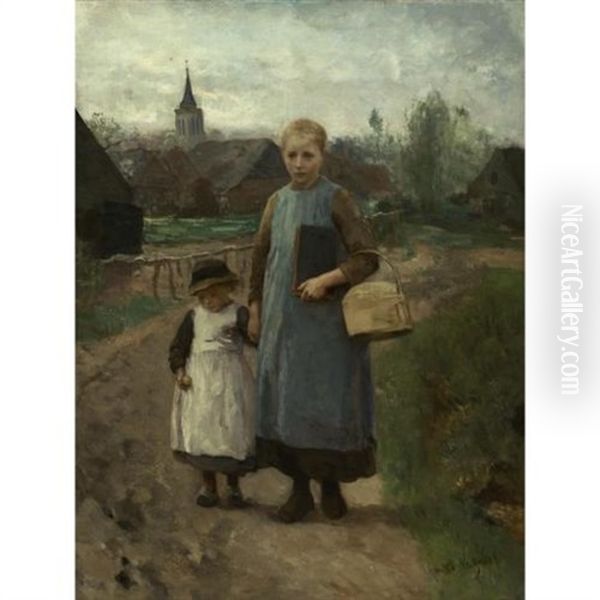 Return From Church Oil Painting by Albert Johan (Jan) Neuhuys