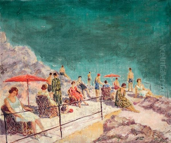 Figures At The Beach Oil Painting by Anne Neumann