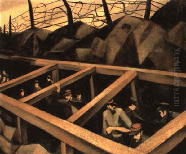 La Guerre Des Trous Oil Painting by Christopher R. Wynne Nevinson