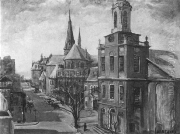 Lower Mt. Vernon Street Oil Painting by Harriot B. Newhall