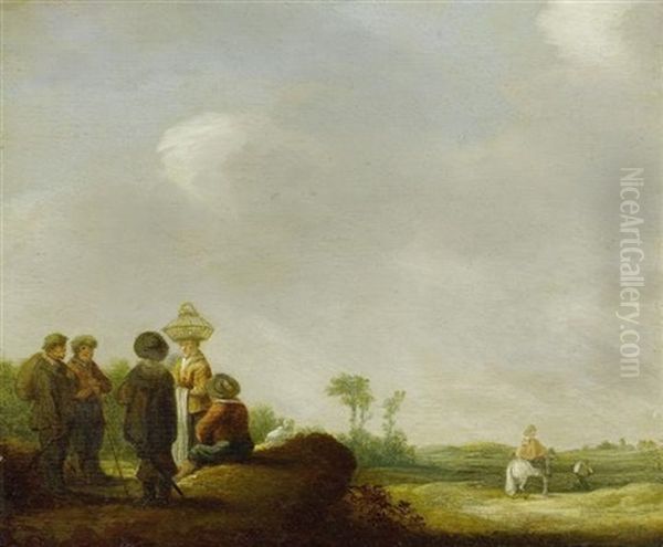 Weite Landschaft Mit Bauersleuten Im Gesprach Oil Painting by Pieter de Neyn