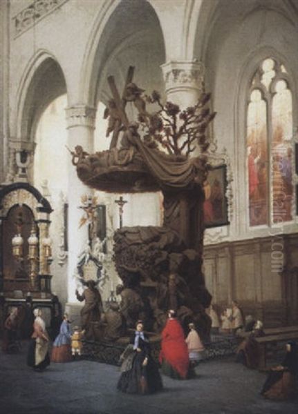 Notre-dame De La Chapelle A Bruxelles Oil Painting by Bernard Neyt
