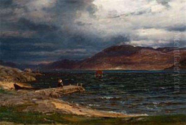 En Byge Oil Painting by Amaldus Clarin Nielsen