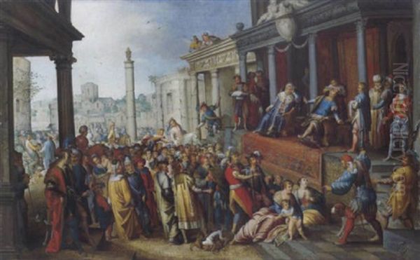 Das Urteil Des Zeleukos Oil Painting by Adriaen van Nieulandt the Elder