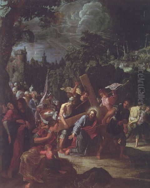 Le Portement De La Croix Oil Painting by Adriaen van Nieulandt
