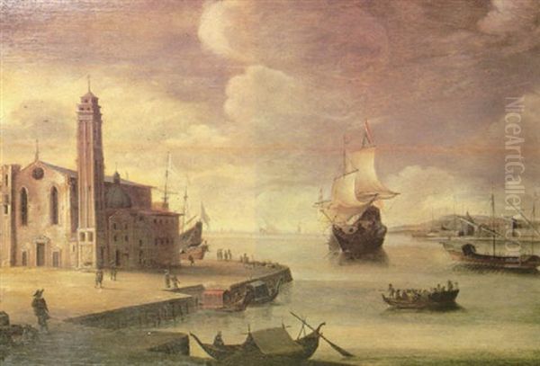 Dutch Harbor Oil Painting by Adriaen van Nieulandt the Elder