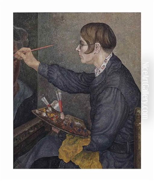 Charley Toorop In Her Studio Oil Painting by Jakob Nieweg