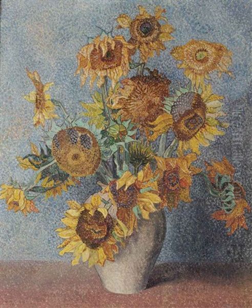 Sunflowers Oil Painting by Jakob Nieweg