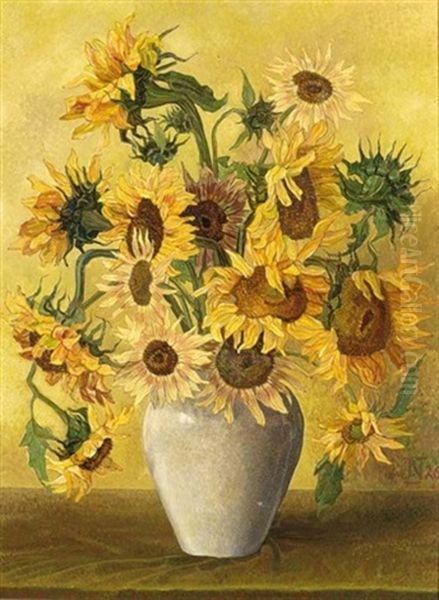 Zonnebloemen Oil Painting by Jakob Nieweg