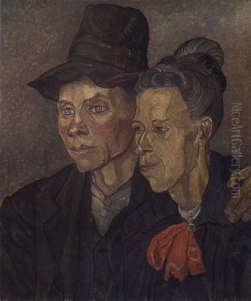 A Couple Oil Painting by Jakob Nieweg